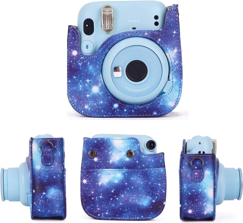 Phetium Instant mini 12 Camera Protective Case Compatible with Instax Mini 12 11,PU Leather Bag with Pocket and Adjustable Shoulder Strap (Starry Purple) - Image 2